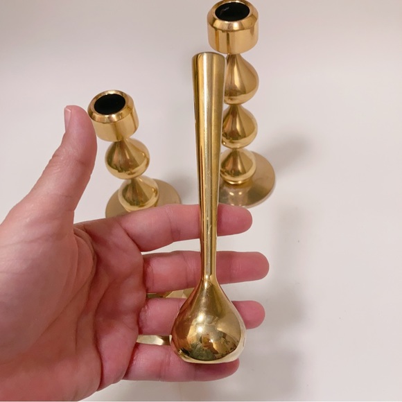 Danish Modern 24-Carat Gold Plated Candlesticks by Hugo Asmussen 1960s Set of 4 - Picture 6 of 12